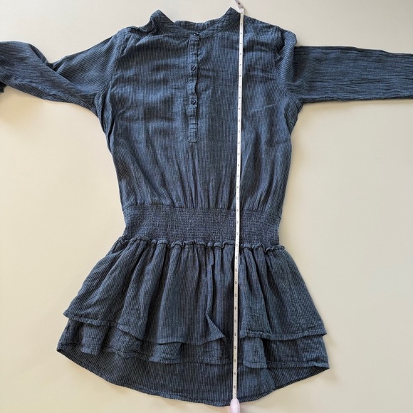 RAILS-Juliette Salem Stripe-Blue-Linen Blend-Tunic-Mini-Ruffle-Dress-Size S - Picture 7 of 14